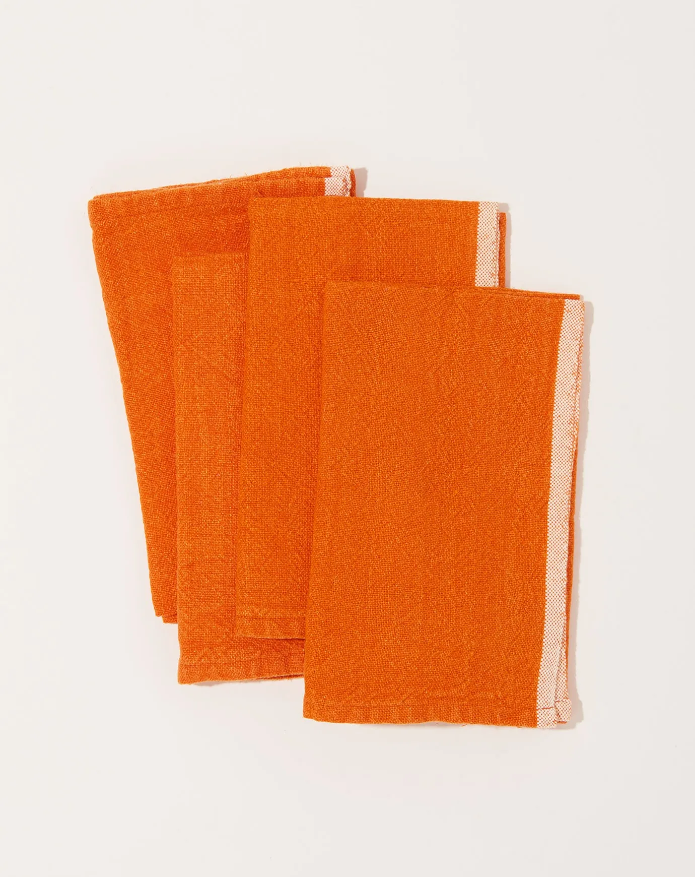 Chunky Linen Napkins in Orange, Set of 4