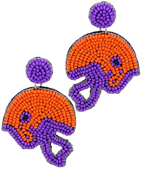 Clemson Helmet Seed Bead Earrings