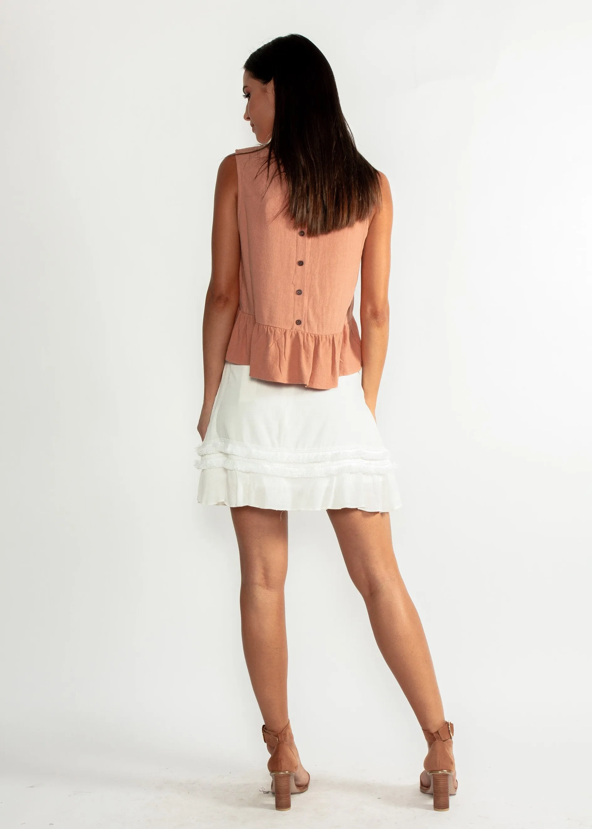 Come Find Me Linen Sleeveless Top - Terracotta