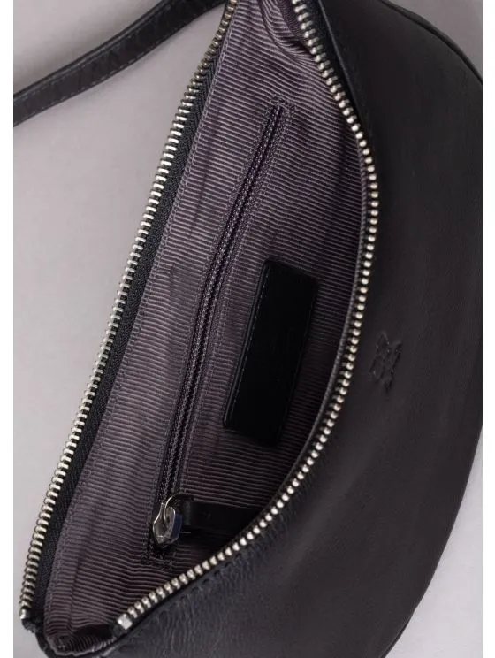 Coniston Crescent Leather Cross Body Bag in Black