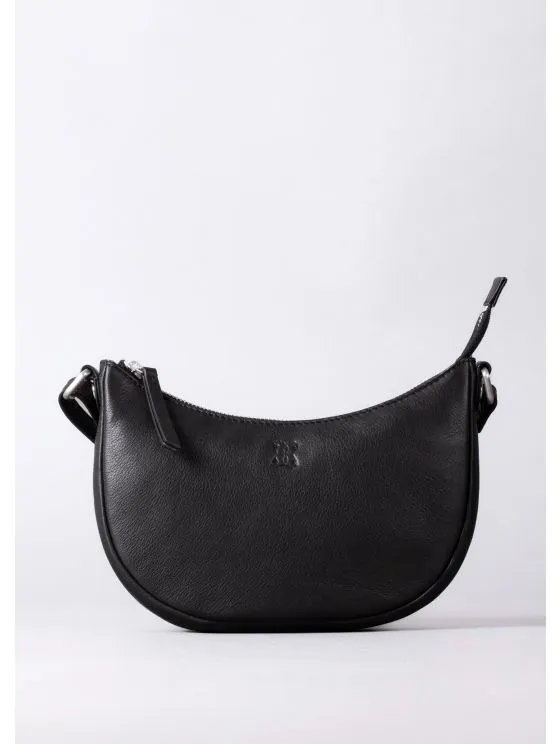 Coniston Crescent Leather Cross Body Bag in Black