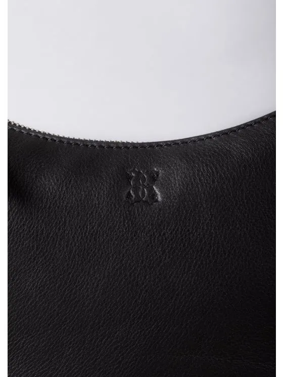 Coniston Crescent Leather Cross Body Bag in Black