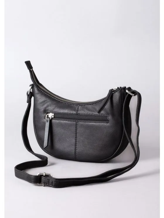 Coniston Crescent Leather Cross Body Bag in Black