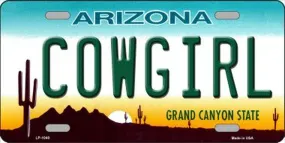 Cowgirl Arizona License Plate Car Tag