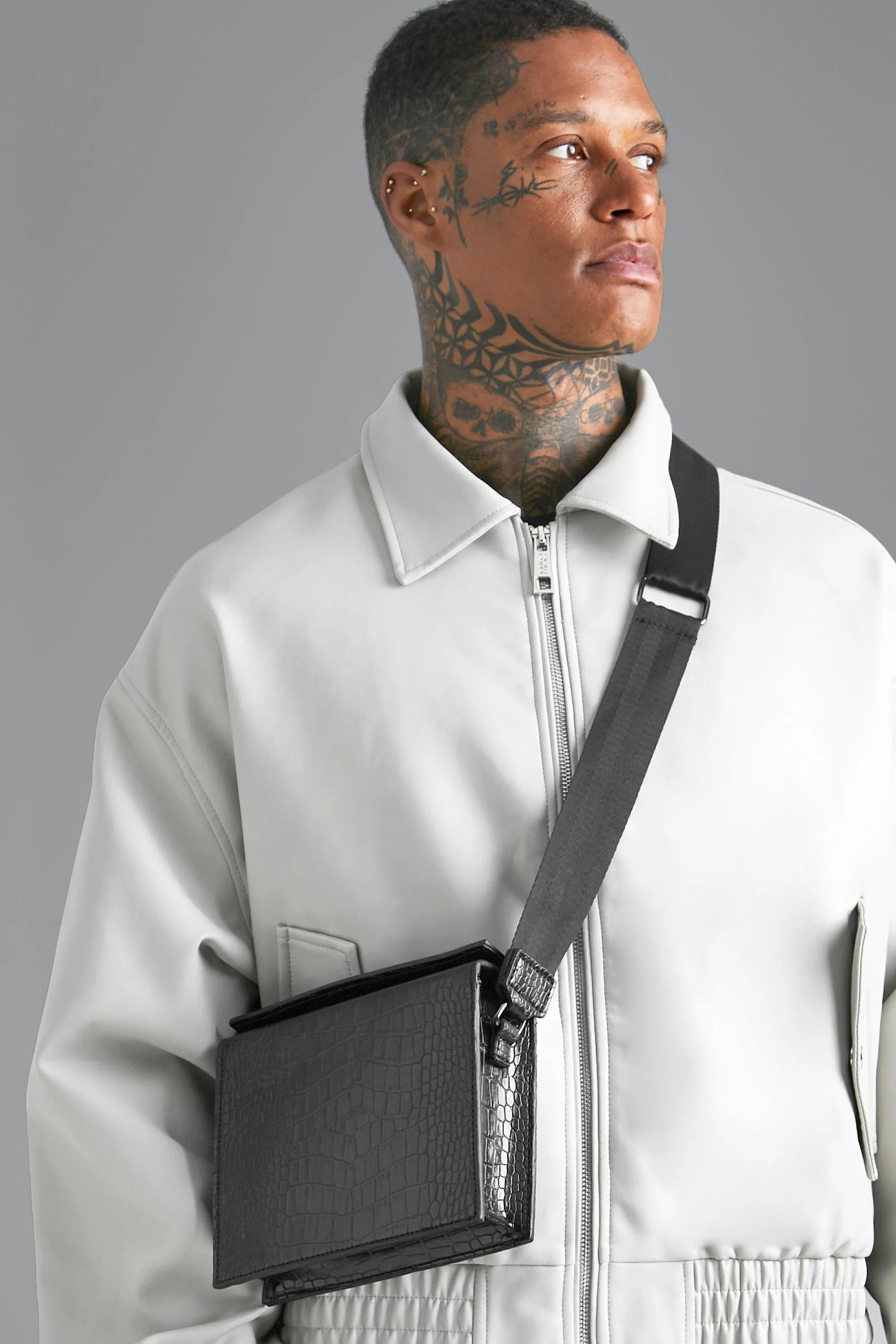 Croc Rigid Smart Cross Box Bag | boohooMAN UK