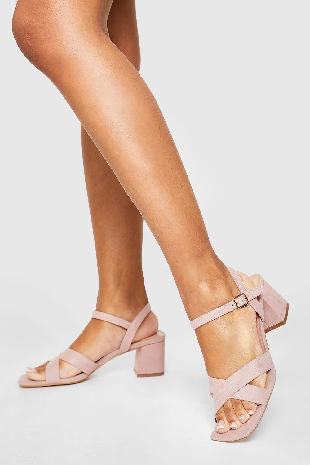 Crossover Low Block Heeled Sandals