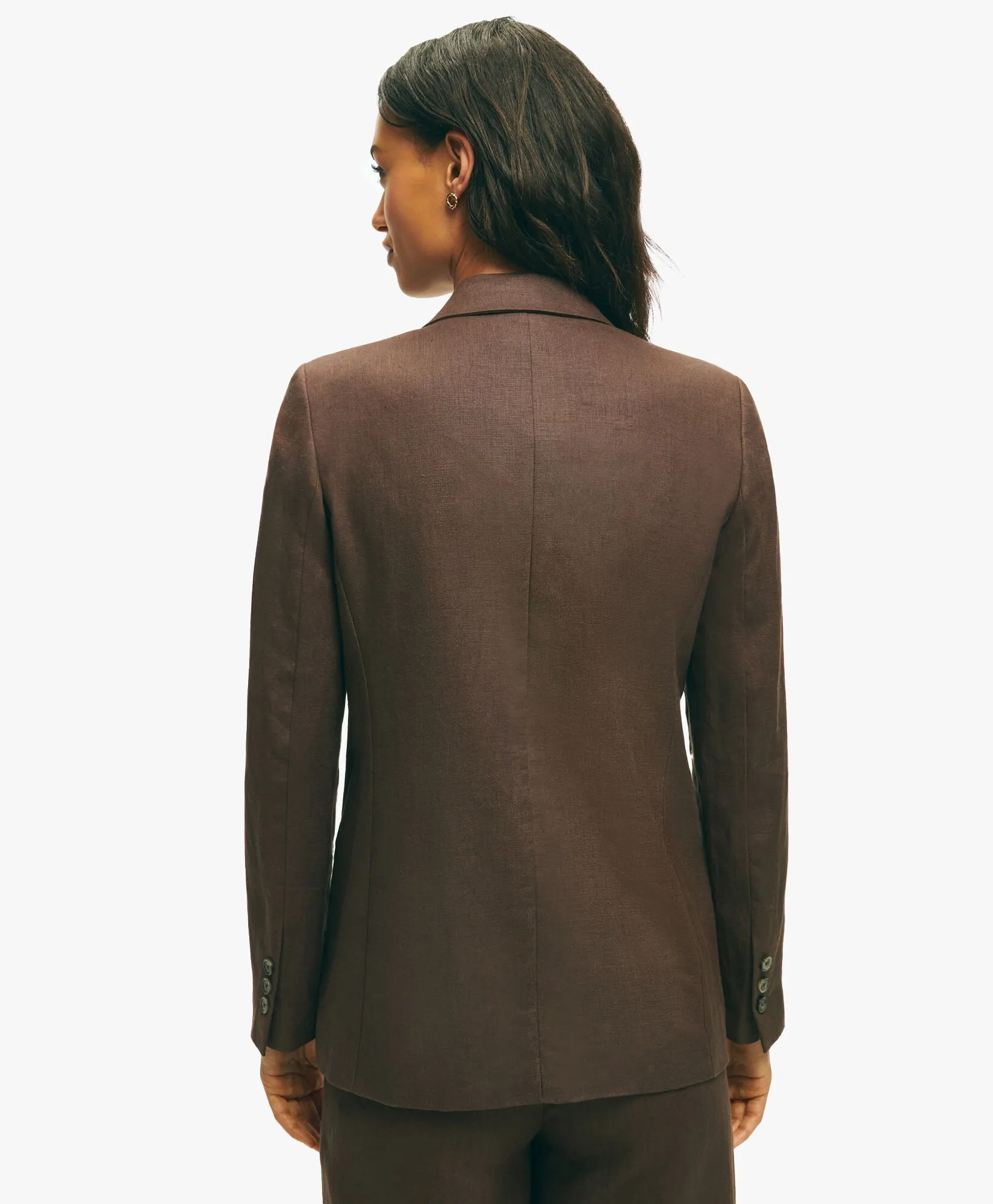 Dark Brown Linen One-Button Jacket in Chocolate Brown for Women | Brooks Brothers® UK