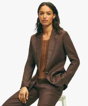 Dark Brown Linen One-Button Jacket in Chocolate Brown for Women | Brooks Brothers® UK