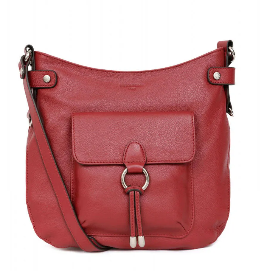 Dark red calfskin cross body bag 465005