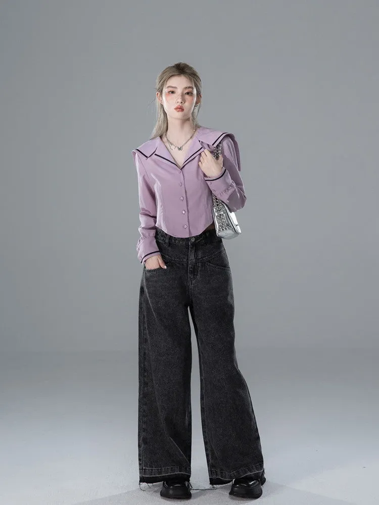 Denim Loose Straight Casual Wide-Leg Pants