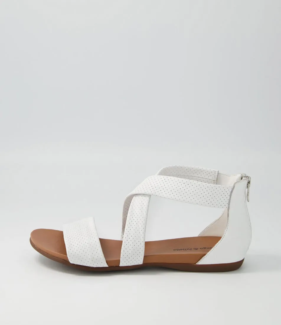 DJANGO & JULIETTE Barron White Leather Sandals