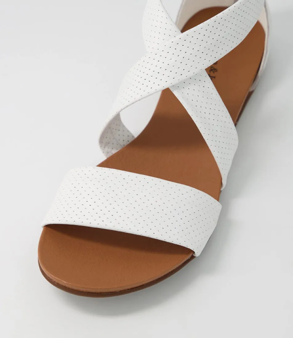 DJANGO & JULIETTE Barron White Leather Sandals