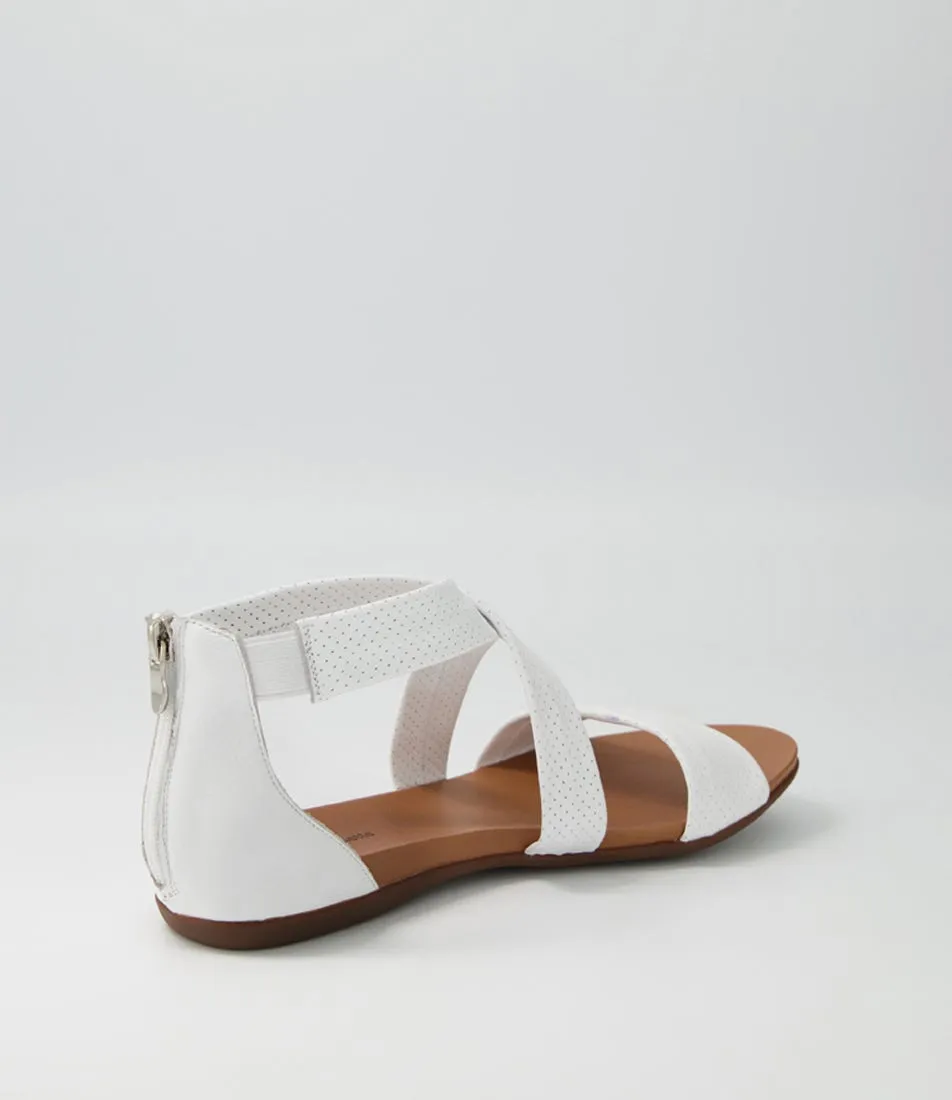 DJANGO & JULIETTE Barron White Leather Sandals