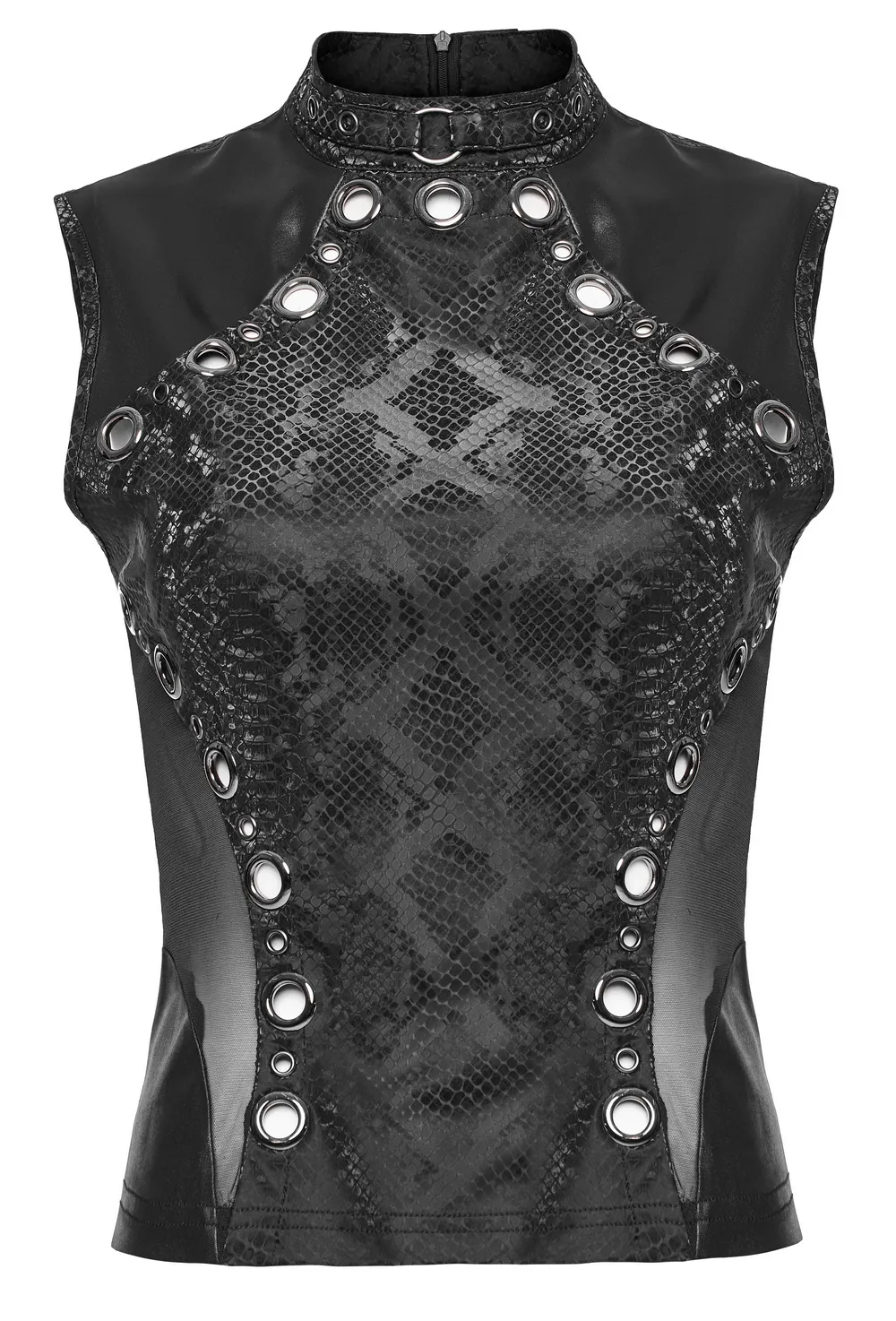 Elegant Punk Black Snake Print Sleeveless Top