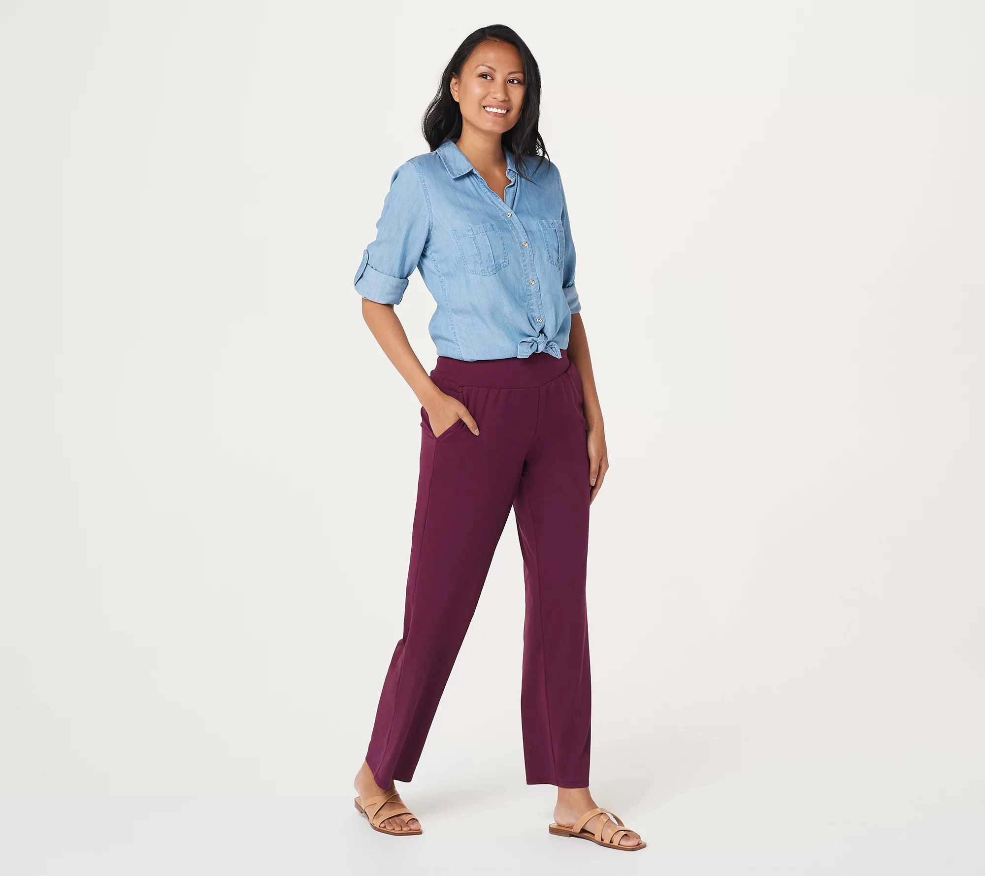 Elizabeth & Clarke Straight Leg Pants w/ WaistShape and StainTech