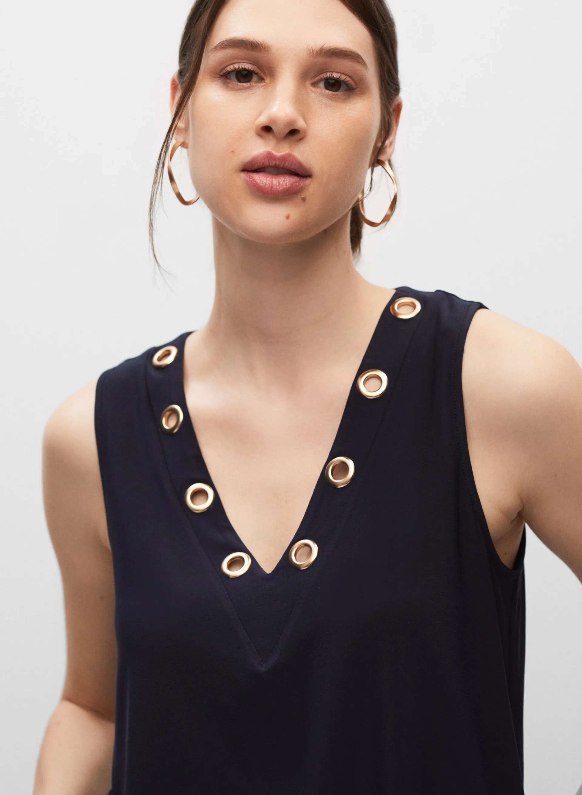 Eyelet Detail Sleeveless Top