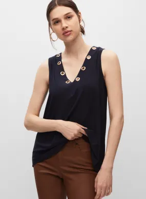 Eyelet Detail Sleeveless Top