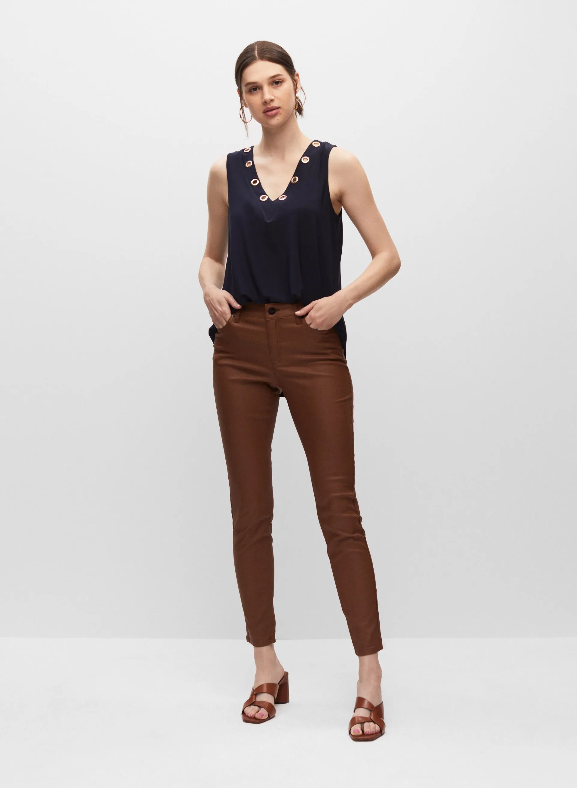 Eyelet Detail Sleeveless Top