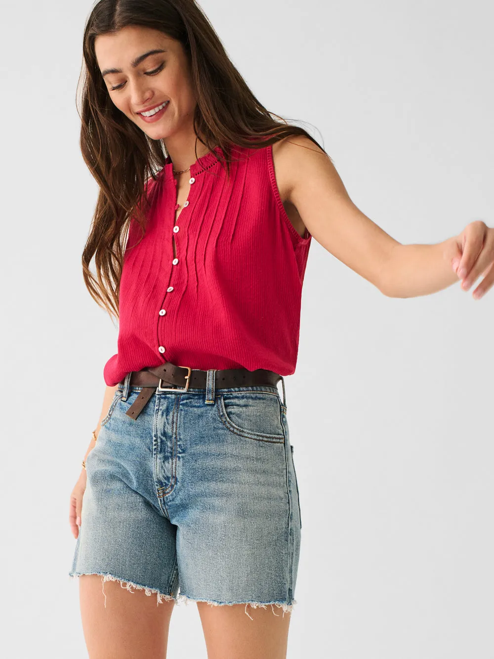 Faherty Willa Sleeveless Top- Granita