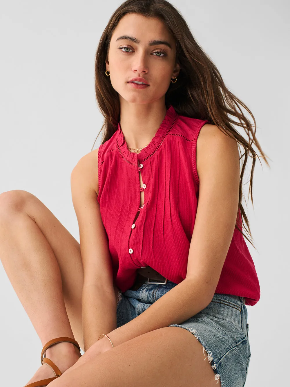 Faherty Willa Sleeveless Top- Granita