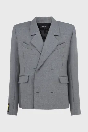 FITTED DOUBLE BREASTED JACKET GREY WOOL