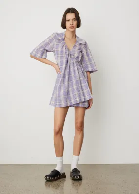 Ganni -  Seersucker Check Mini Dress - Dress