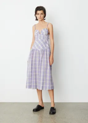 Ganni -  Seersucker Midi Strap Dress - Dress