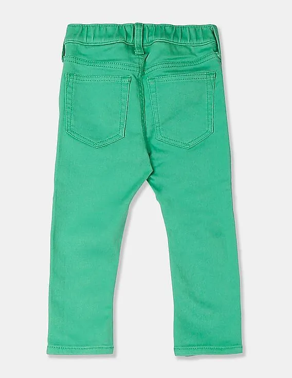 GAP Boys Green Elasticized Pull-On Slim Tapered Jeans With Stretch