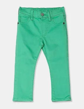 GAP Boys Green Elasticized Pull-On Slim Tapered Jeans With Stretch