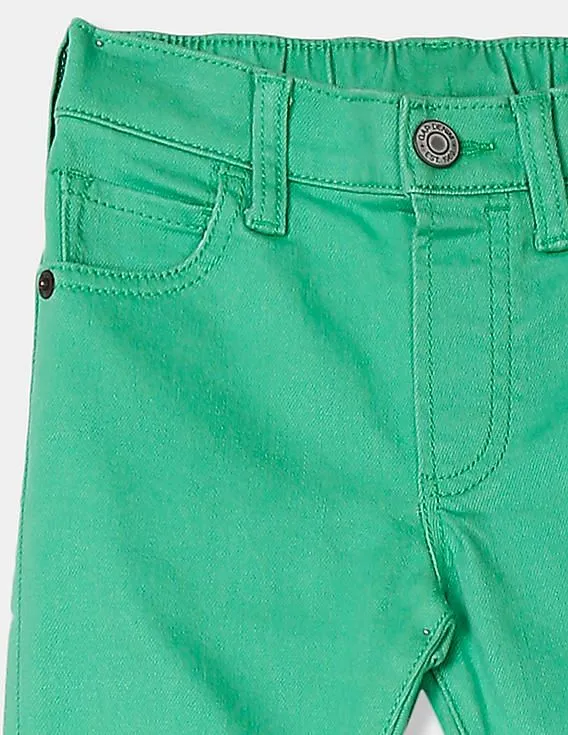 GAP Boys Green Elasticized Pull-On Slim Tapered Jeans With Stretch