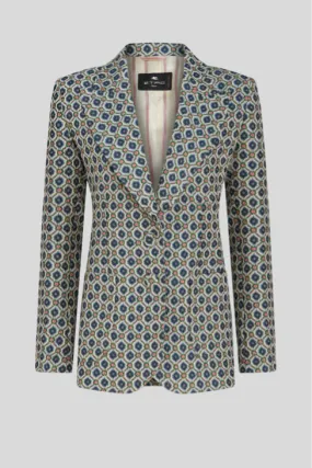 Geometric Pattern Jacquard Jacket