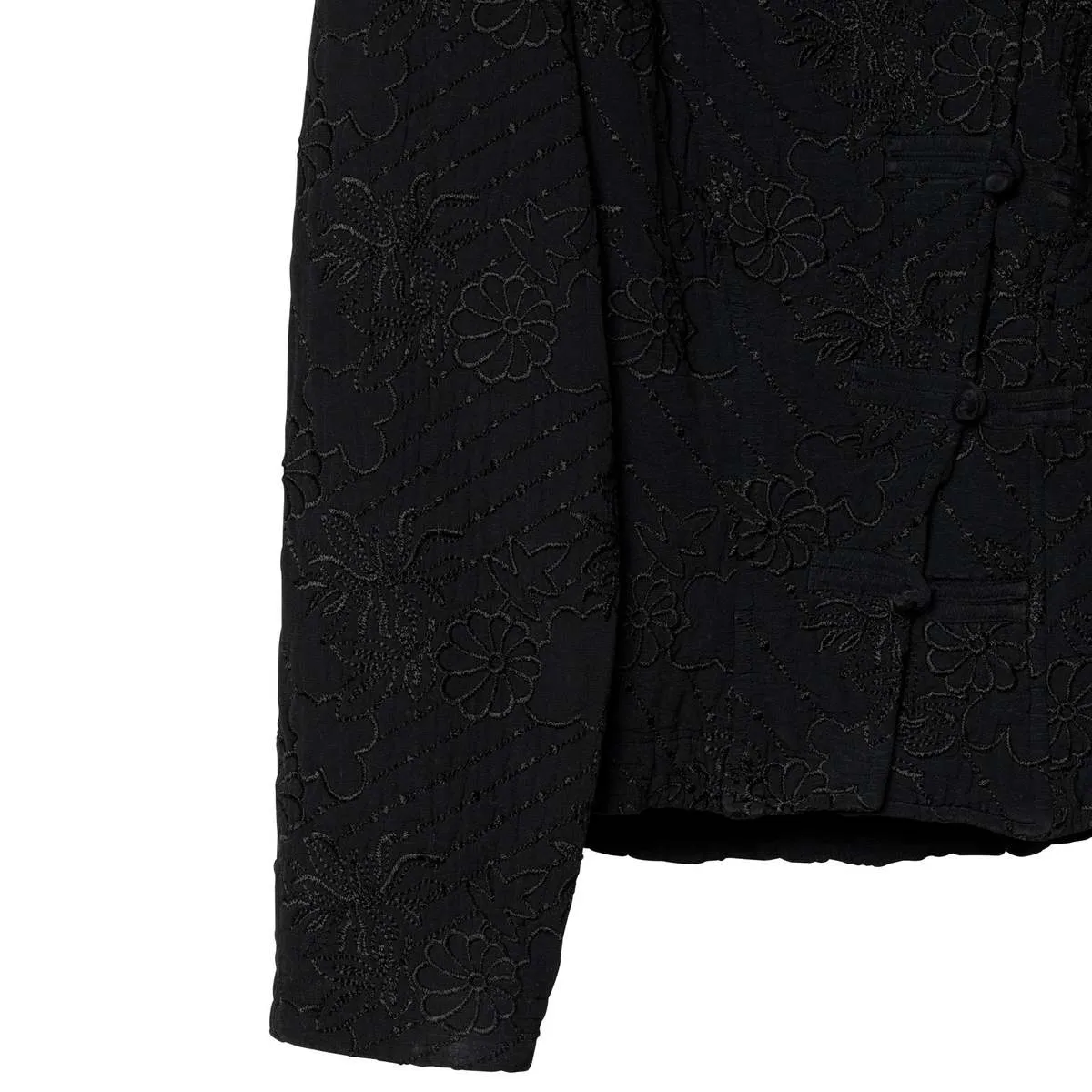 GHOST (United Kingdom) Washed Viscose Rayon Embroidered Monastic Jacket Black : S