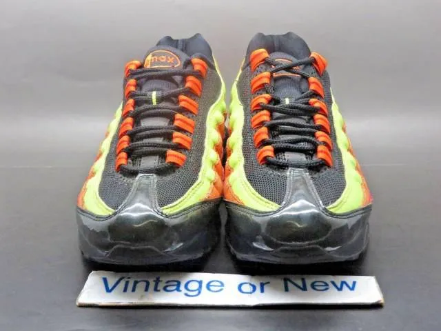 Girls' nike air max '95 black orange blaze bright cactus red gs 2007 sz 5.5y