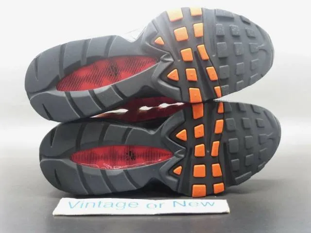 Girls' nike air max '95 black orange blaze bright cactus red gs 2007 sz 5.5y