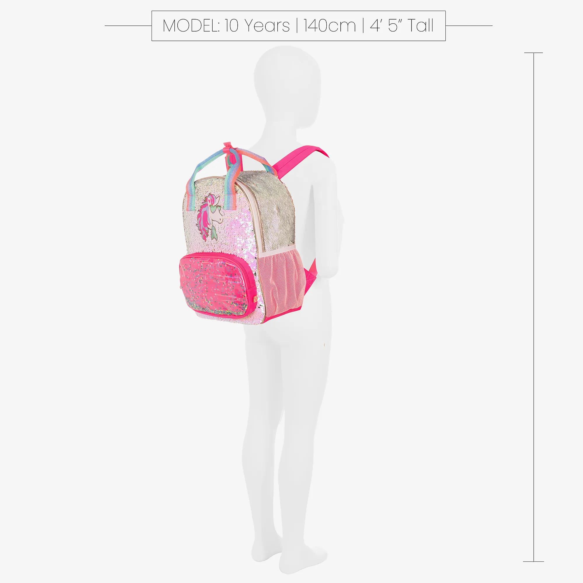 Girls Pink Sequin Unicorn Backpack (34cm)