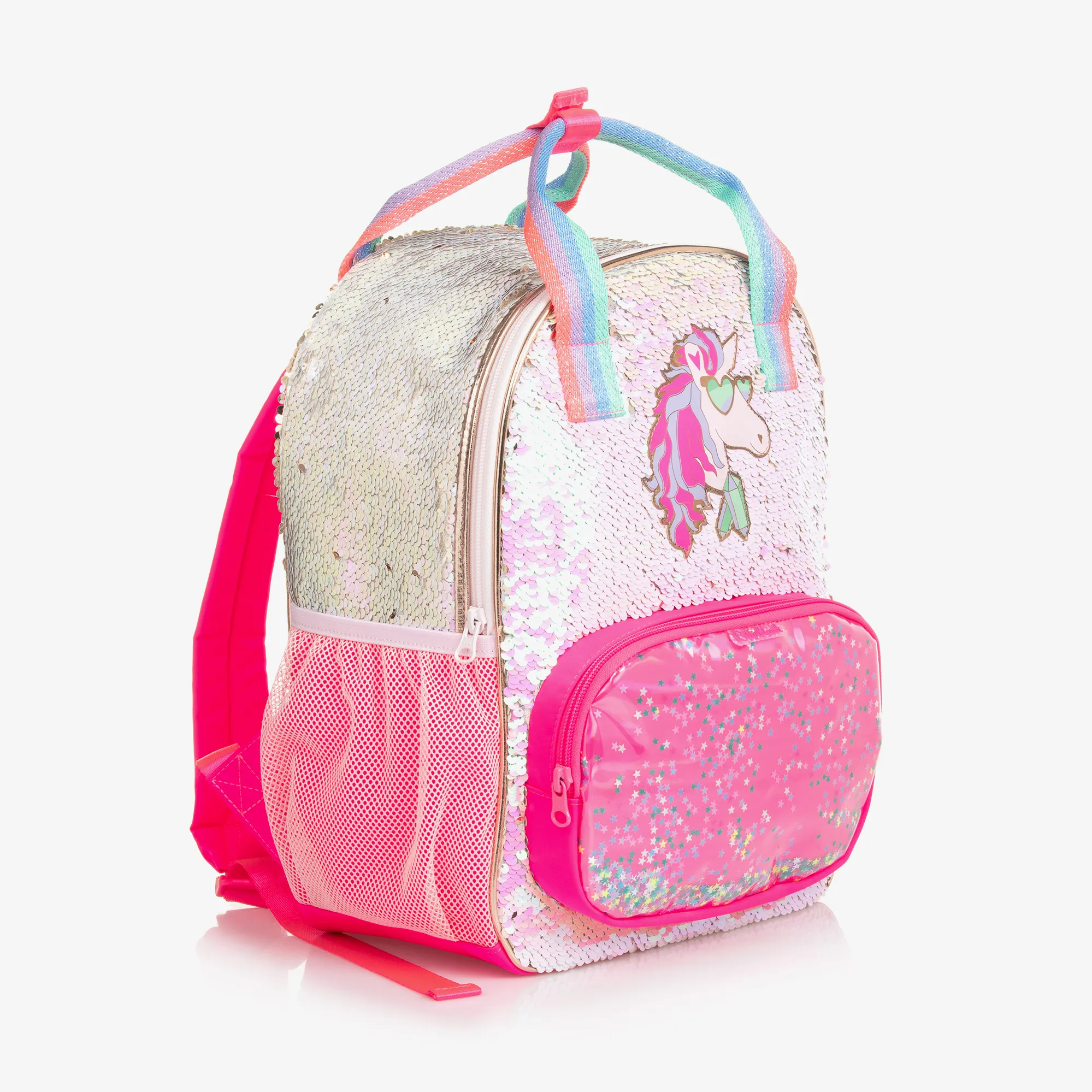 Girls Pink Sequin Unicorn Backpack (34cm)