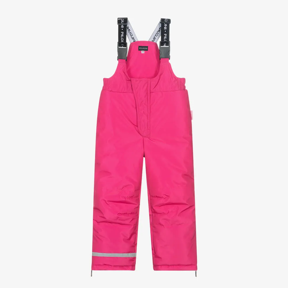 Girls Pink Ski Salopettes