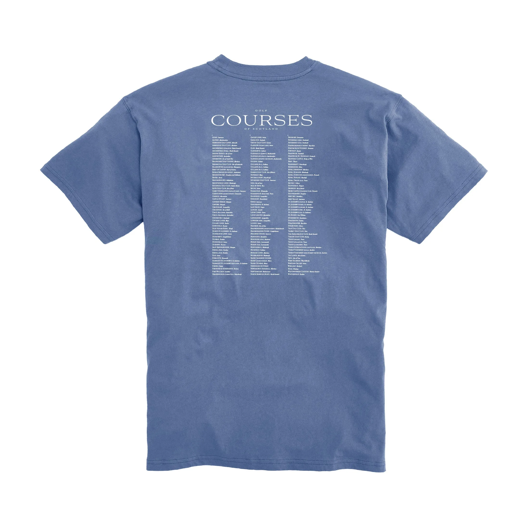 Golf Courses of Scotland Tee - Washed Blue