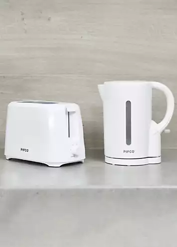 Haden Pack of 2 Pifco Essentials White 1.7Lt Kettle & 2 Slice Toaster | Kaleidoscope