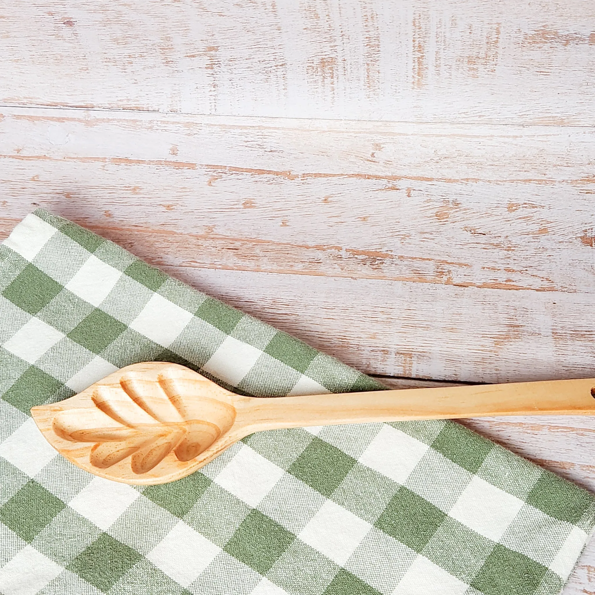 Hand Carved Wood Leaf Spoon