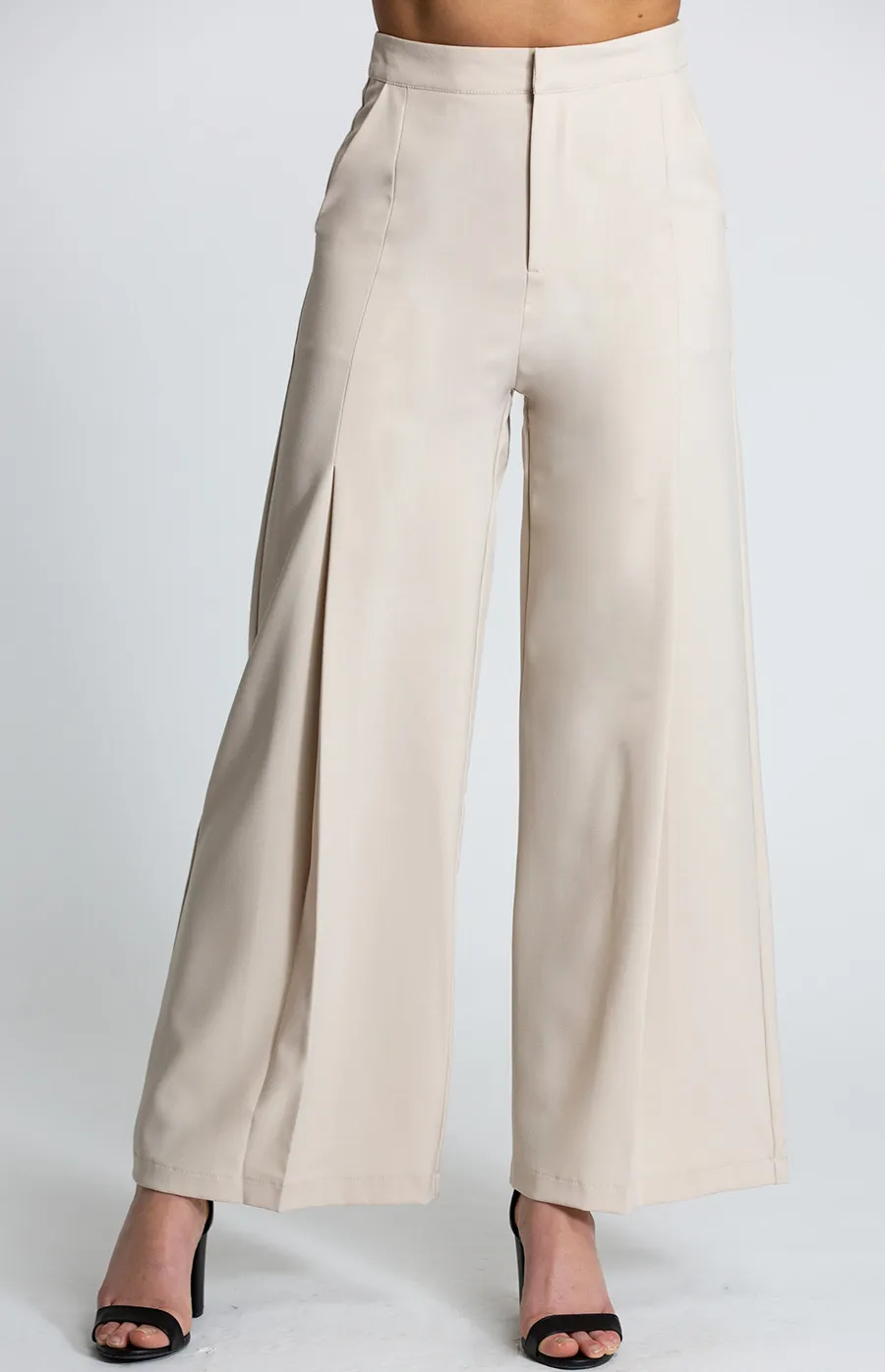 High Waisted Pants with Leg Pleat Detail (APA832B) 