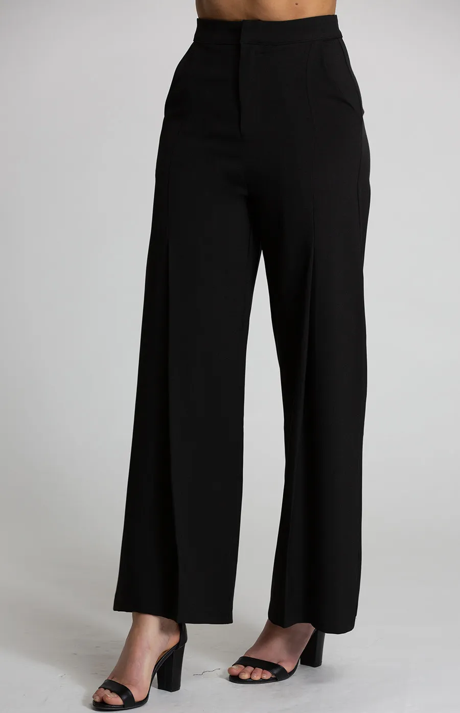 High Waisted Pants with Leg Pleat Detail (APA832B) 