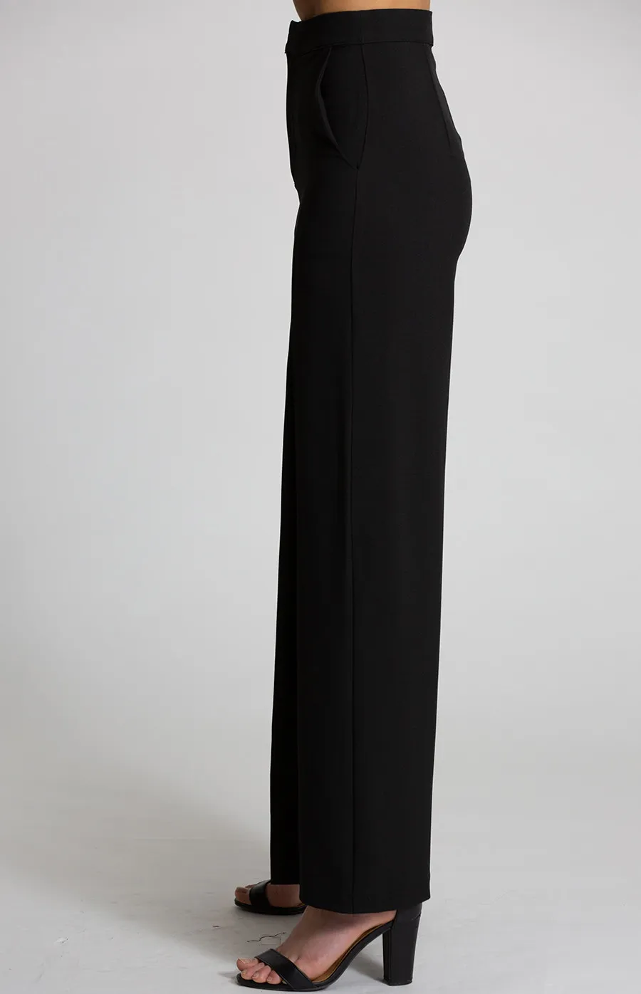 High Waisted Pants with Leg Pleat Detail (APA832B) 