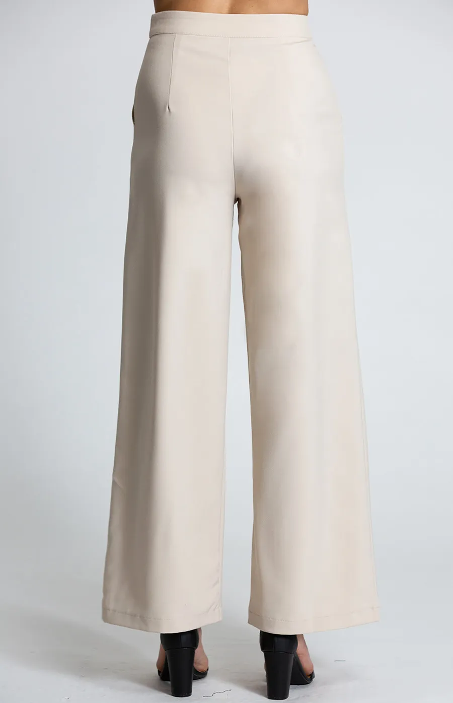 High Waisted Pants with Leg Pleat Detail (APA832B) 