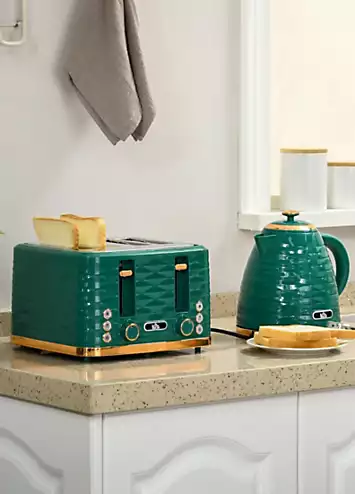 HOMCOM Kettle & 4 Slice Toaster Set - Green | Kaleidoscope