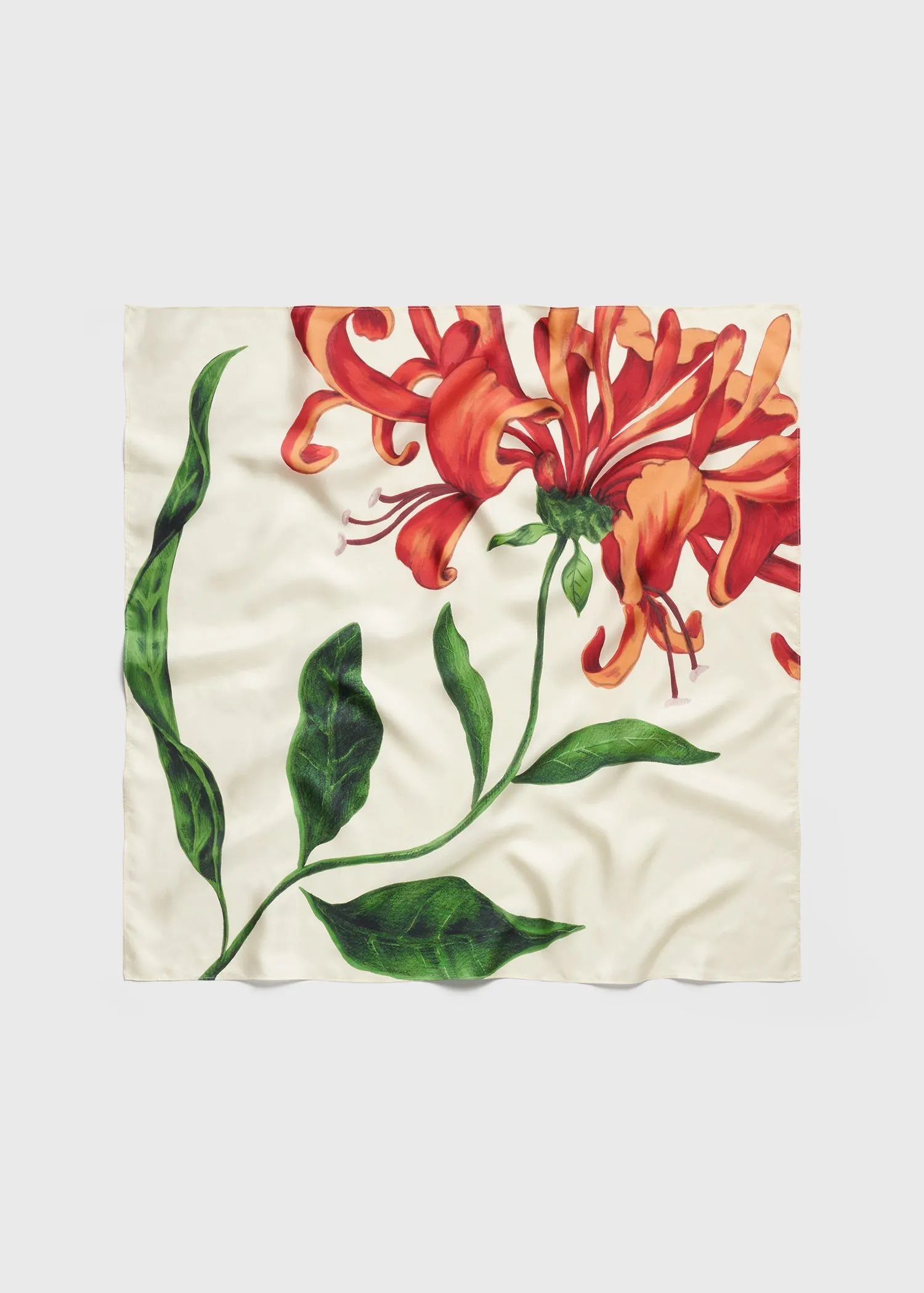 Honeysuckle silk scarf ecru/orange