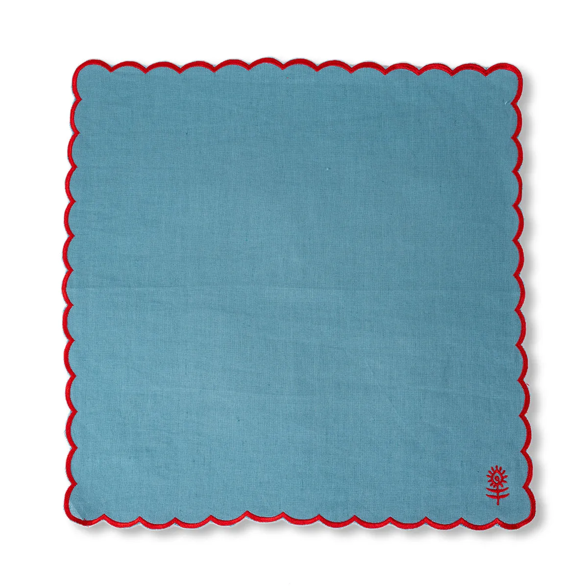 Icon Linen Napkins S/4 - Aqua + Cherry