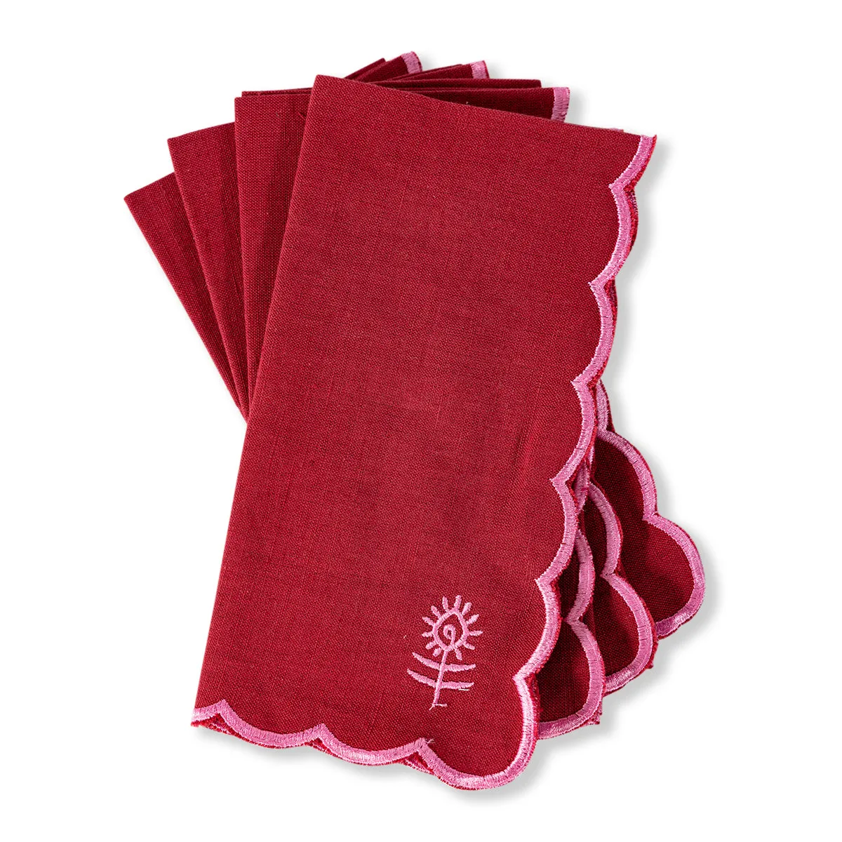 Icon Linen Napkins S/4 - Wine + Pink