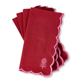 Icon Linen Napkins S/4 - Wine + Pink