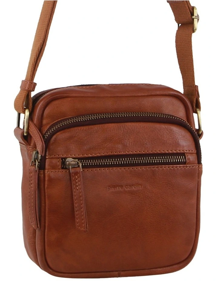 Italian Leather Cross-Body Bag in Cognac